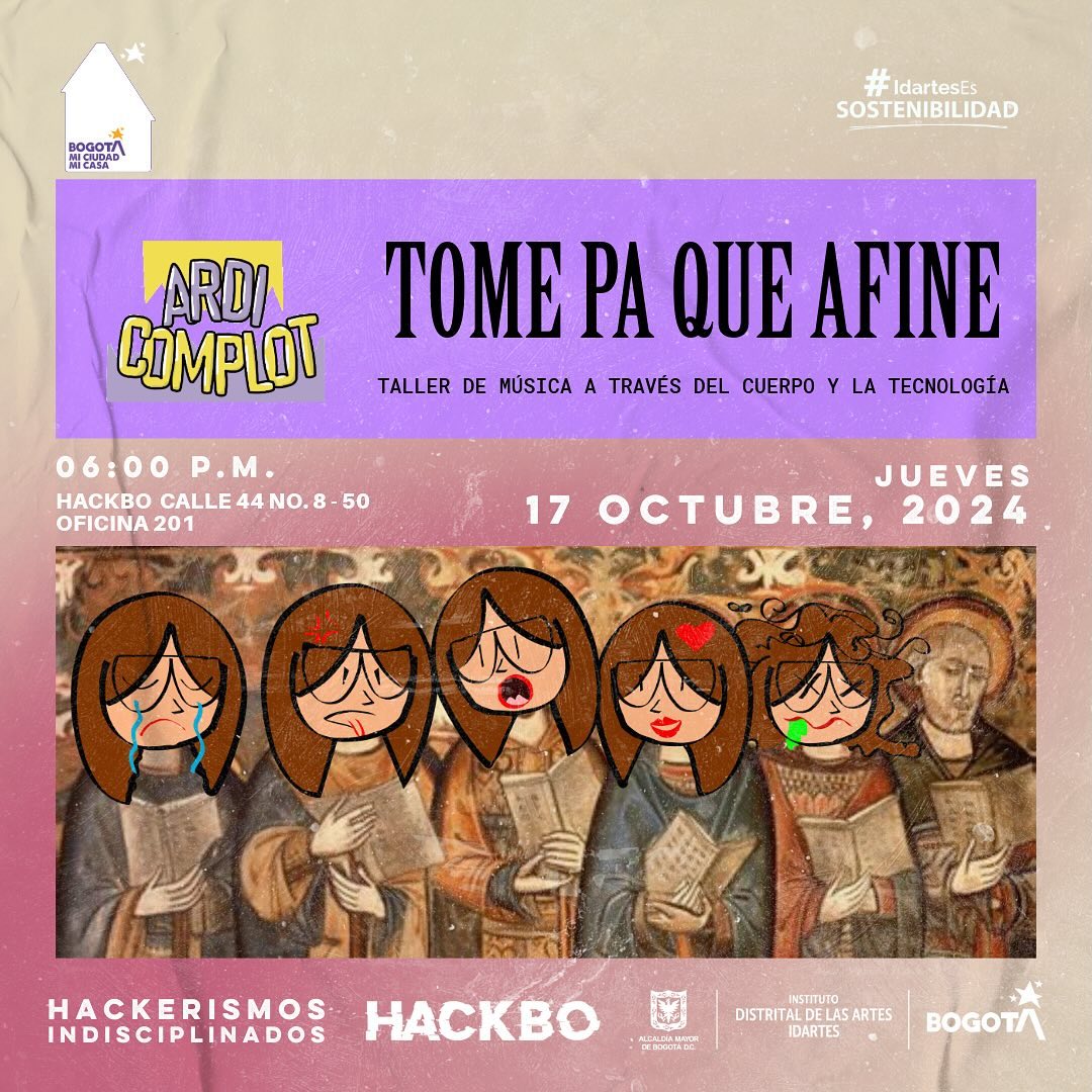 Publicidad del taller musical de Ardi Complot 17 de octubre 2024 en Hackerismos Indisciplinados.