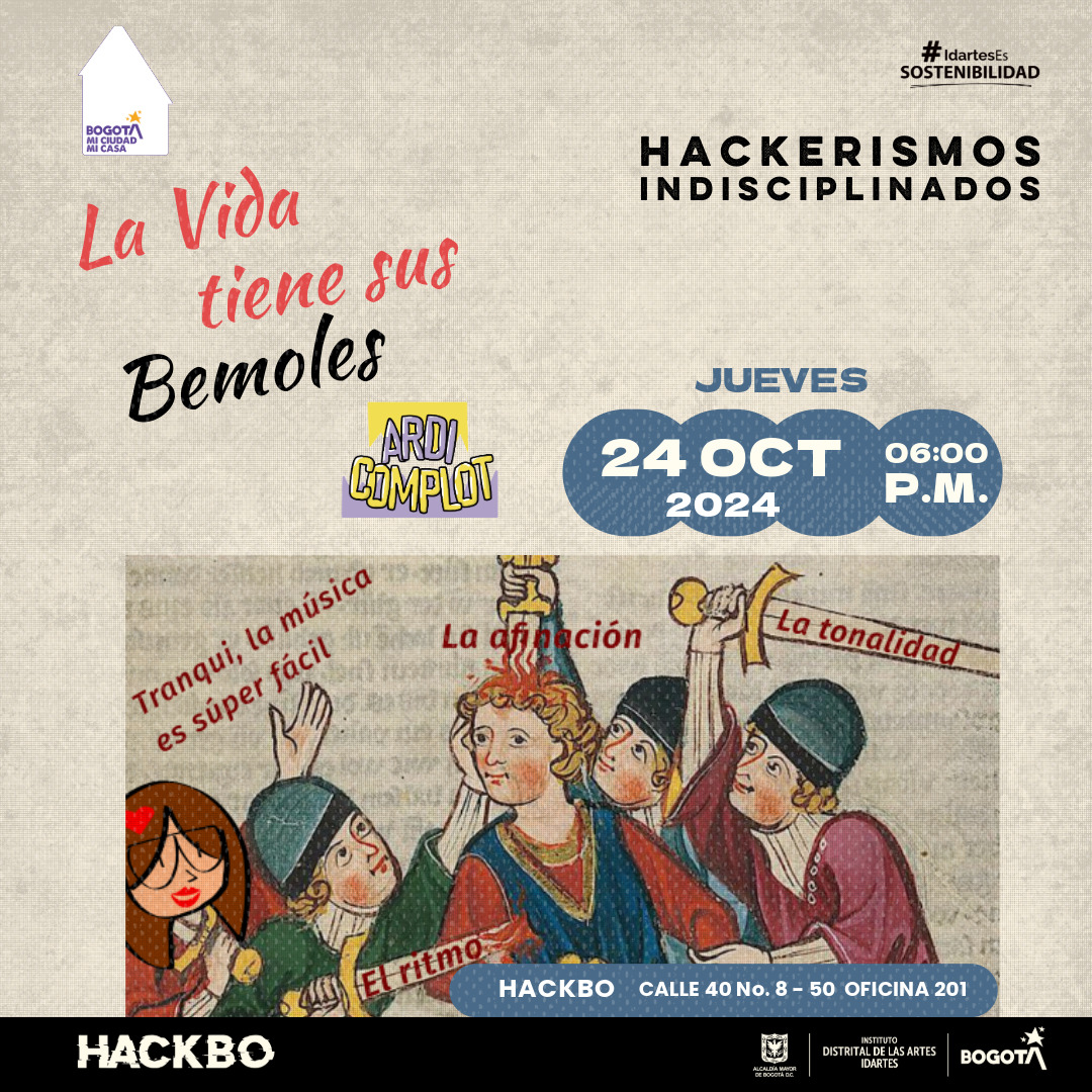 Publicidad del taller musical de Ardi Complot 24 de octubre 2024 en Hackerismos Indisciplinados.