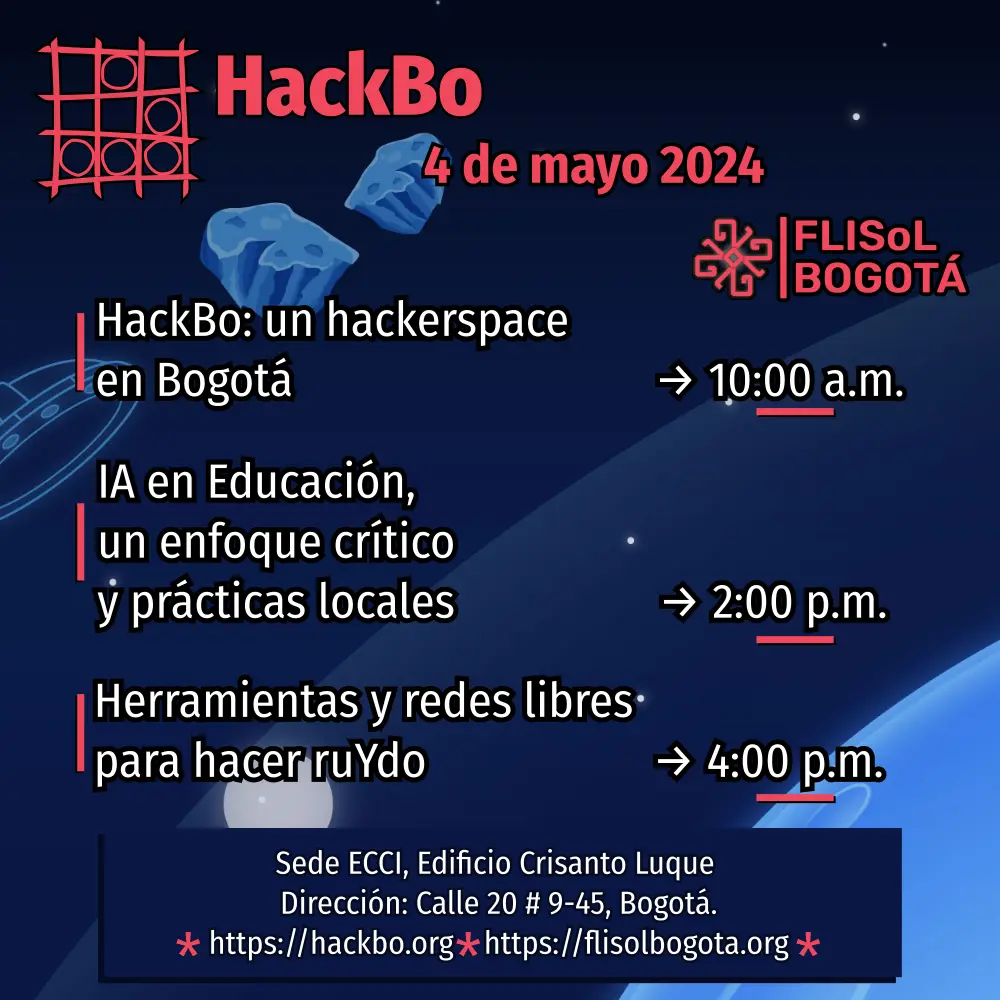 Charlas de HackBo en el flisol Bogotá 2024